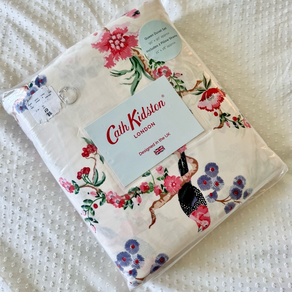 💔SOLD💔Cath Kidston Bird Trail Multi Queen Duvet Set French Country 3 Pc NWT